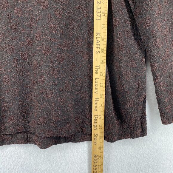EILEEN FISHER Top M Viscose Blend Textured Crewneck Long Sleeve Brown USA VTG - Picture 12 of 13